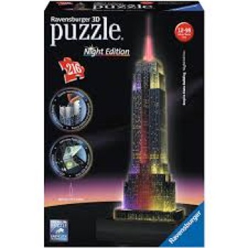 3D PUZZLE ΔΙΑΣΗΜΑ ΚΤΙΡΙΑ: Empire State Building NIGHT EDITION (216 TEM) - 12566