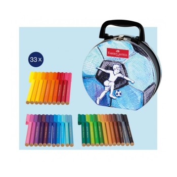 ΜΑΡΚΑΔΟΡΟΙ FABER CASTELL CONNECTOR ΣΕΤ 33 ΤΕΜ ΣΕ ΜΕΤΑΛΛΙΚΟ ΒΑΛΙΤΣΑΚΙ ΠΟΔΟΣΦΑΙΡΟ 155538