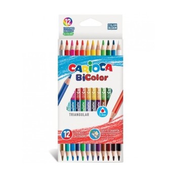 CARIOCA BI-COLOR ΞΥΛΟΜΠΟΓΙΕΣ ΤΡΙΓΩΝΙΚΕΣ ΜΕ ΔΙΠΛΗ ΜΥΤΗ 12 ΤΕΜΑΧΙΑ-24 ΧΡΩΜΑΤΑ