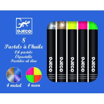 DJECO ΛΑΔΟΠΑΣΤΕΛ 8 ΤΕΜΑΧΙΑ 4 ΜΕΤΑΛΛΙΚΑ, 4 ΝΕΟΝ ΧΡΩΜΑΤΑ