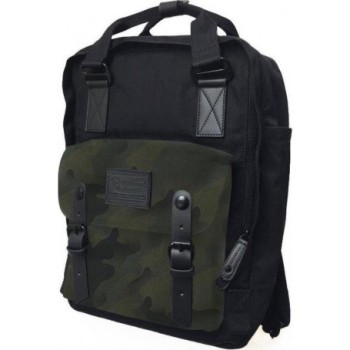 ΤΣΑΝΤΑ ΠΛΑΤΗΣ DOUGHNUT CAMO BLACK X ARMY 28 x 11 x 38 cm