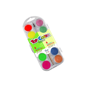 TOY COLOR ΝΕΡΟΧΡΩΜΑΤΑ ΜΕ ΠΙΝΕΛΟ ΠΛΑΣΤΙΚΟ BLISTER 12 ΧΡΩΜΑΤΑ Φ30mm PRIMARY PEARLY/FLUO (Το προιόν πωλείται σε μεμονωμένα τεμάχια