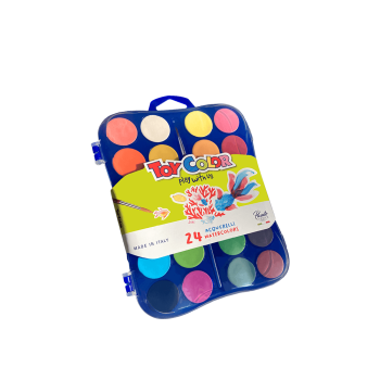 TOY COLOR ΝΕΡΟΧΡΩΜΑΤΑ ΜΕ ΠΙΝΕΛΟ ΠΛΑΣΤΙΚΟ BLISTER 24 ΧΡΩΜΑΤΑ Φ30mm PRIMARY ΑΣΣΟΡ? (Το προιόν πωλείται σε μεμονωμένα τεμάχια του ε