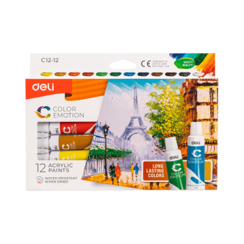 DELI ΧΡΩΜΑ ΑΚΡΥΛΙΚΟ 12 ΧΡΩΜΑΤΑ 12ml COLOR EMOTION