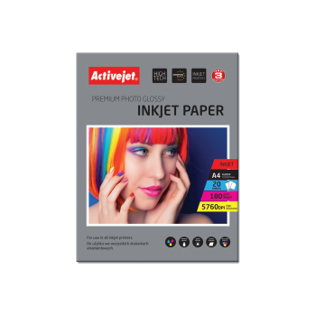 ACTIVE JET ΧΑΡΤΙ ΦΩΤΟΓΡΑΦΙΚΟ ΓΥΑΛΙΣΤΕΡΟ 20 ΦΥΛΛΑ Α4 180gr EXPACJPAP0009