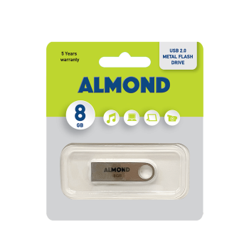 ALMOND FLASH DRIVE USB 8GB ΜΕΤΑΛΛΙΚΟ MINI