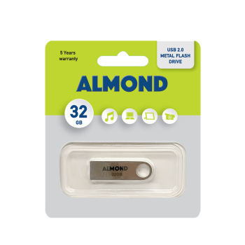 ALMOND FLASH DRIVE USB 32GB ΜΕΤΑΛΛΙΚΟ MINI