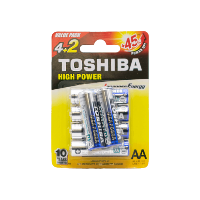 TOSHIBA ΜΠΑΤΑΡΙΕΣ ΑΛΚΑΛΙΚΕΣ AA 4+2 ΤΕΜΑΧΙΑ TOSHIBA ΜΠΑΤΑΡΙΕΣ ΑΛΚΑΛΙΚΕΣ AA 4+2 ΤΕΜΑΧΙΑ