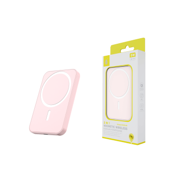 MTK POWER BANK ΑΣΥΡΜΑΤΟ ΜΑΓΝΗΤΙΚΟ 5W/6500mAh ΡΟΖ