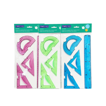 METRON KIDS ΓΕΩΜΕΤΡΙΑΣ ΣΕΤ 4 ΤΕΜΑΧΙΑ ΕΥΚΑΜΠΤΟ BLISTER 30cm ΑΣΣΟΡΤΙ
