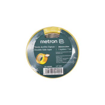 METRON ΤΑΙΝΙΑ ΔΙΠΛΗΣ ΟΨΕΩΣ 38mmx25m ΚΙΤΡΙΝΗ 4 ΤΕΜΑΧΙΑ (Το προιόν πωλείται σε μεμονωμένα τεμάχια του ενός)