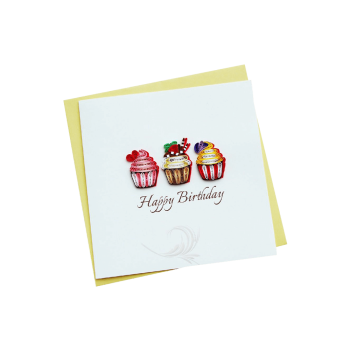 ORIGAMO ΚΑΡΤΑ ΕΥΧΕΤΗΡΙΑ QUILLING CUPCAKES 16.2x16.5cm FILIGRANA