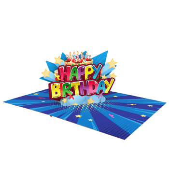 ORIGAMO ΚΑΡΤΑ ΕΥΧΕΤΗΡΙΑ ΑΝΑΔΥΟΜΕΝΗ HAPPY BIRTHDAY 18.5x14cm KIRIGAMI