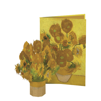ORIGAMO ΚΑΡΤΑ ΕΥΧΕΤΗΡΙΑ ΑΝΑΔΥΟΜΕΝΗ ΗΛΙΟΤΡΟΠΙΑ VAN GOGH 19.5x14.2cm MINI FLORA KIRIGAMI