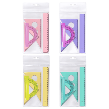 METRON ΣΕΤ ΓΕΩΜΕΤΡΙΑΣ ΜΕ ΠΛΑΣΤΙΚΗ ΘΗΚΗ 20cm PASTEL COLLECTION ΑΣΣΟΡΤΙ 20 ΤΕΜΑΧΙ? (Το προιόν πωλείται σε μεμονωμένα τεμάχια του ε