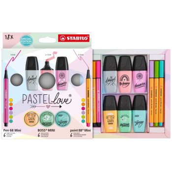 ΣΕΤ STABILO PASTELLOVE 18τεμ (mini 68,88,boss)