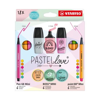 ΣΕΤ STABILO PASTELLOVE 18τεμ (mini 68,88,boss)