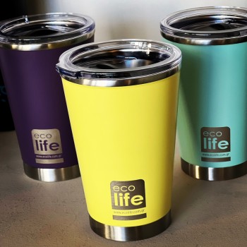 YELLOW COFFEE THERMOS 370ML ΔΙΑΦΑΝΕΣ ΚΑΠΑΚΙ