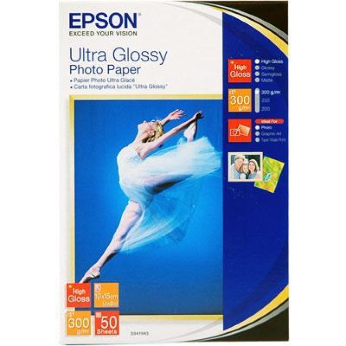 Ultra Glossy Photo Paper, 10x15cm (4x6"), 50 sheets. Ultra Glossy Photo Paper, 10x15cm (4x6"), 50 sheets.