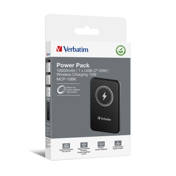 Verbatim Charge 'n' Go Magnetic Wireless Power Bank 10000 Black