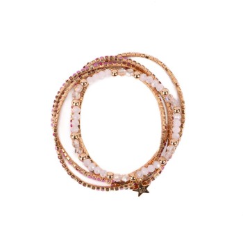 Great Pretenders Boutique glam 4 βραχιόλια χρυσό-φούξια `Αστέρι`