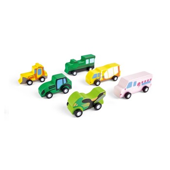 Pin Toys Σετ 6 Ξύλινα οχήματα