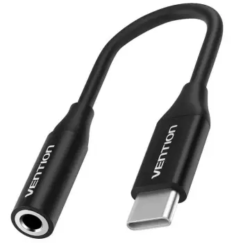 VENTION USB-C Male to 3.5MM Earphone Jack with DAC Adapter 0.1M Black (BIIBA) (VENBIIBA)