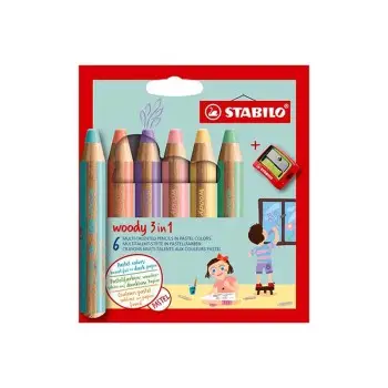 ΚΡΑΓΙΟΝ STABILO WOODY Pastel 880 SET/ 6+ΞΥΣΤΡΑ