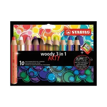ΚΡΑΓΙΟΝ STABILO ARTY WOODY 880 SET/10+ΞΥΣΤΡΑ