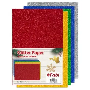 Χαρτόνι Glitter Fabi 25x35εκ 5 Χρώματα