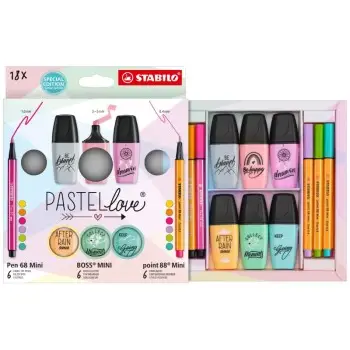 ΣΕΤ STABILO PASTELLOVE 18τεμ (mini 68,88,boss)