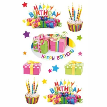 ΑΥΤΟΚΟΛΛΗΤΑ BSB ΑΠΛΑ HAPPY BIRTHDAY (3 φύλλα)