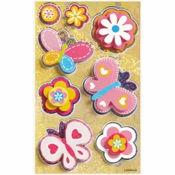 ΑΥΤΟΚΟΛΛΗΤΑ BSB GLITTER 3D FLOWERS & BUTTERFLIES (1 φύλλο)