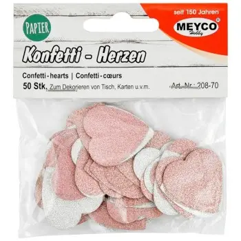 ΔΙΑΚΟΣΜΗΤΙΚΑ ΧΑΡΤΙΝΑ ΚΑΡΔΙΕΣ GLITTER ΡΟΖ-ΑΣΗΜΙ Φ2,6mm 50τεμ.