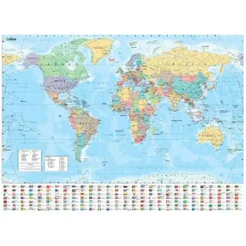 Collins Large World Wall Laminated Map (70 x 91.5 cm): Laminated map with flags, perfect for classro