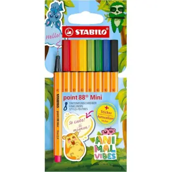 ΜΑΡΚΑΔΟΡΑΚΙΑ STABILO POINT 88 MINI ΣΕ ΣΕΤ 8 ΧΡΩΜΑΤΩΝ ANIMAL VIBES