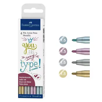 FABER-CASTELL DRAWING PEN PITT ARTIST 4ΤΜΧ ΜΕΤΑΛΛΙΚΟΙ
