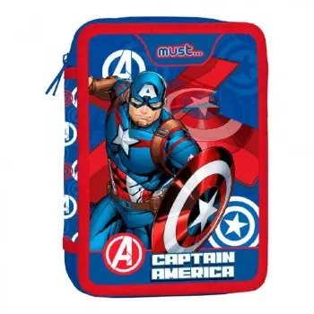 Σχολική Κασετίνα Διπλή Γεμάτη Avengers Captain America Must 2 Θήκες