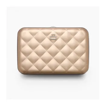 ΠΟΡΤΟΦΟΛΙ ΑΛΟΥΜΙΝΙΟΥ ΠΡΟΣΤΑΣΙΑΣ ΚΑΡΤΩΝ OGON QUILTED BUTTON ROSE-GOLD