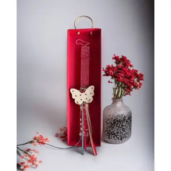 LIFE LIKES Λαμπάδα Κόκκινη Πεταλούδα με Σκουλαρίκια