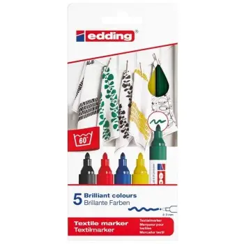Mαρκαδόροι υφάσματος Edding 4500 basic 2-3mm set 5χρώμ.