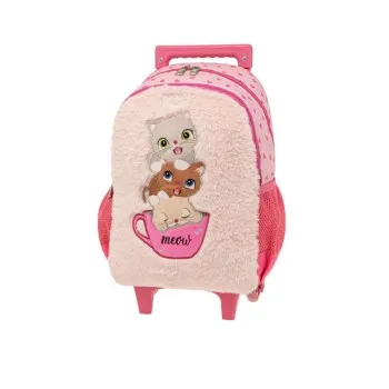 POLO ΣΑΚΙΔΙΟ ΤΡΟΛΛΕΥ JUNIOR ΜΕ ΓΑΤΑΚΙΑ ΡΟΖ 34x25x16