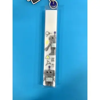 Λαμπάδα Λευκή με τύπωμα ρομπότ και ξύλινη βάση ρομπότ