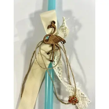 Λαμπάδα Πασχαλινή βεραμάν με φλαμίνγκο ξύλινο