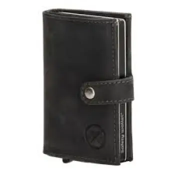 ΠΟΡΤΟΦΟΛΙ SAFETY WALLET HIDE & STITCHES ΜΑΥΡΟ