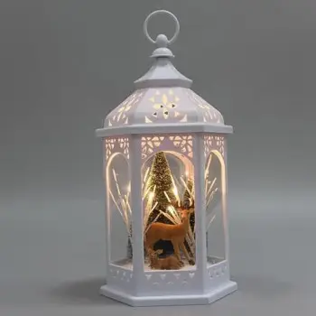 ΧΡΙΣΤΟΥΓΕΝΝΙΑΤΙΚΟ ΛΕΥΚΟ ΦΑΝΑΡΙ ΜΕ ΔΕΝΤΡΑ ΔΙΑΚΟΣΜΗΤΙΚΟ ΦΩΤΙΖΟΜΕΝΟ ΜΕ 8 LED ΘΕΡΜΟ ΦΩΣ 18Χ15Χ33CM