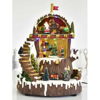 ΧΡΙΣΤΟΥΓΕΝΝΙΑΤΙΚΟ ΔΙΑΚΟΣΜΗΤΙΚΟ ΣΠΙΤΙ ΑΓΙΟΥ ΒΑΣΙΛΗ ΜΕ ΗΧΟ, ΚΙΝΗΣΗ ΚΑΙ ΦΩΣ 31CM