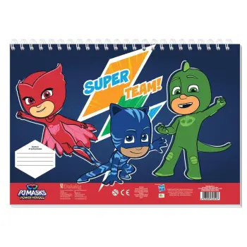 Μπλοκ Ζωγραφ PJ Masks 23x33, 40 Φύλ, Aυτοκόλ-Στενσιλ-2 Σελ Χρωμ 2 Σχ