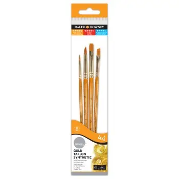 Simply Ακρυλικά Πινέλα Gold Taklon Σετ 4τμχ - Short Handle #1