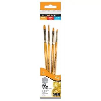 Simply Ακρυλικά Πινέλα Gold Taklon Σετ 4τμχ - Short Handle #4